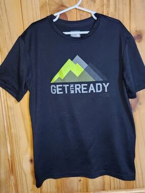 The North Face Boys M 10/12 Graphic Pullover T-Shirt Black Crew Neck Polyester